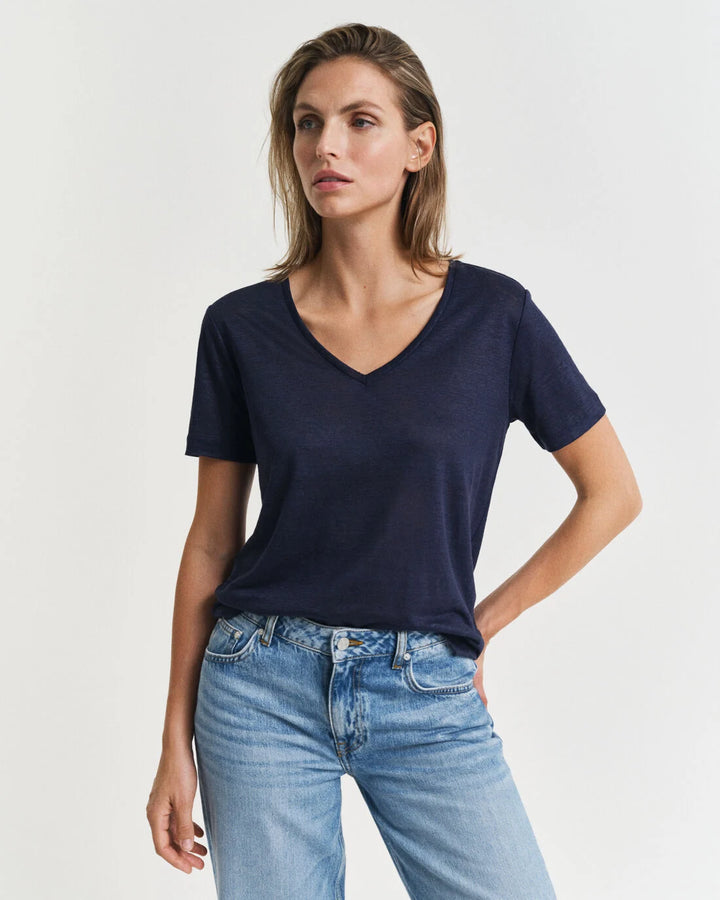 GANT Reg Linen V-Neck Ss T-Shirt/Majica 4200596