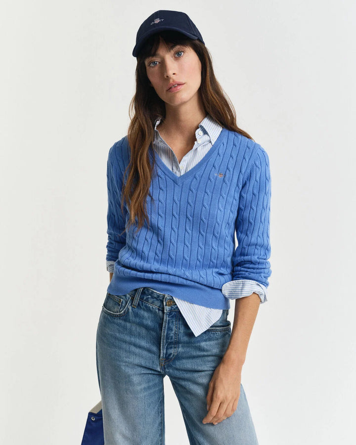 GANT Stretch Cotton Cable V-Neck/Pulover 4800101