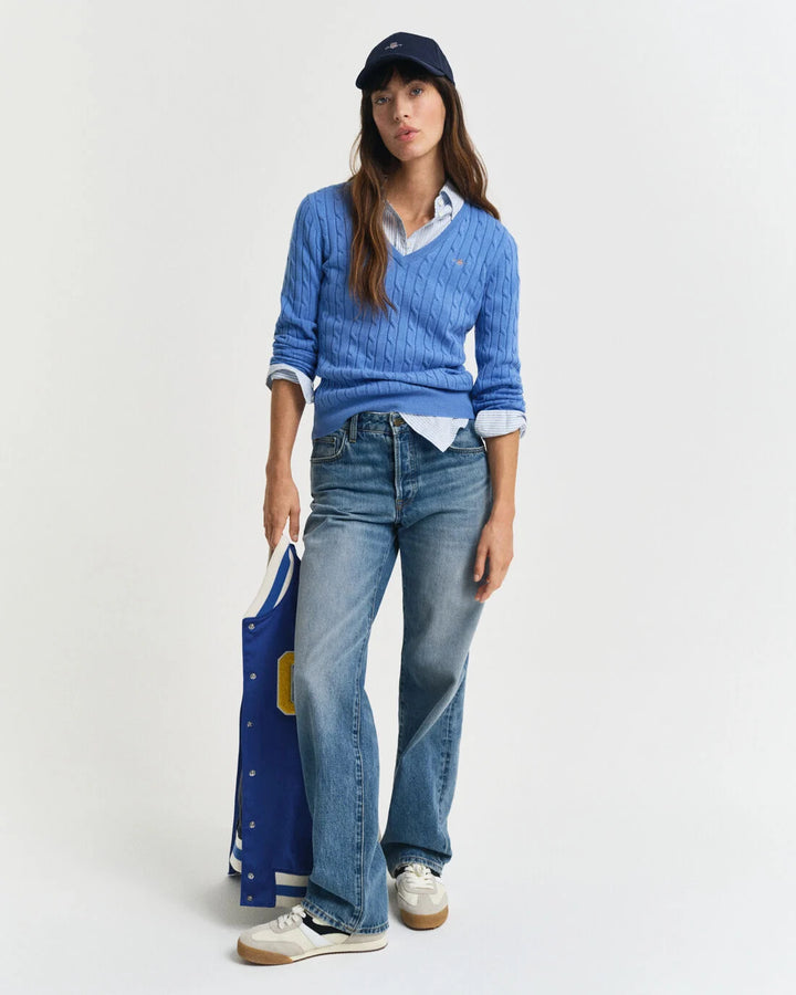 GANT Stretch Cotton Cable V-Neck/Pulover 4800101