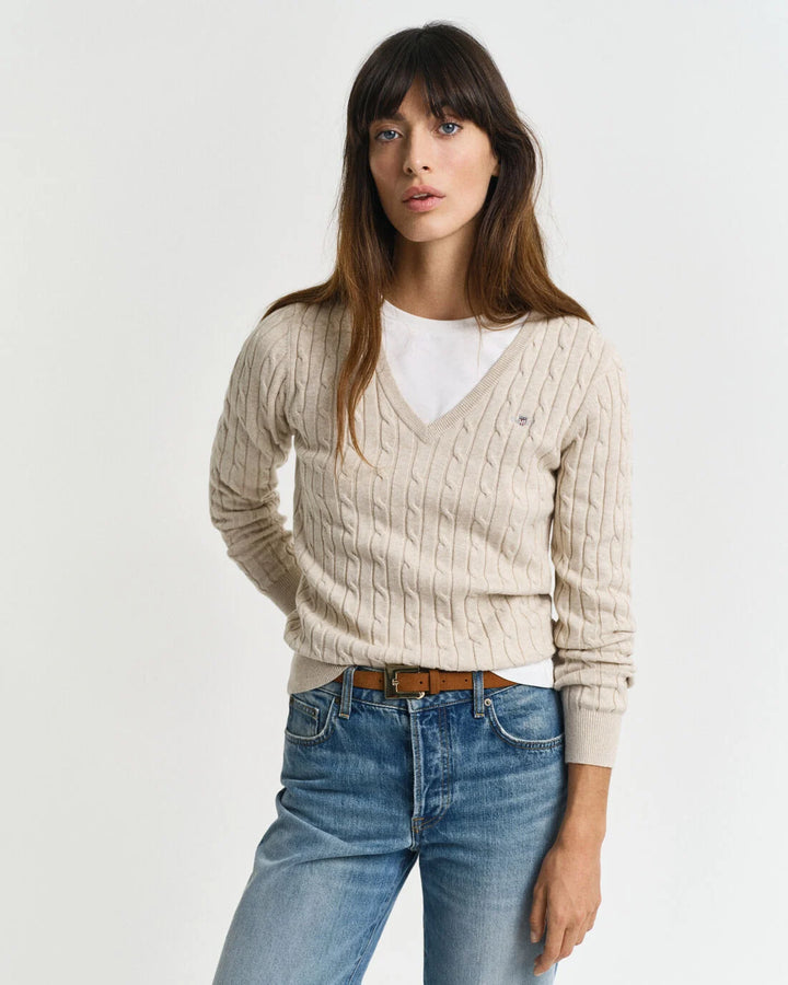 GANT Stretch Cotton Cable V-Neck/Pulover 4800101