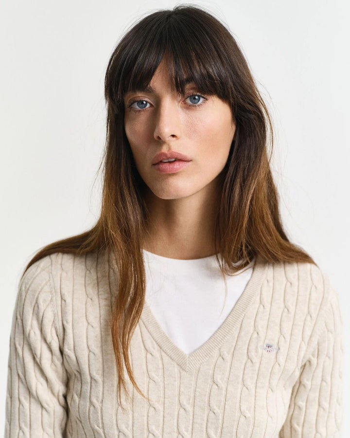 GANT Stretch Cotton Cable V-Neck/Pulover 4800101