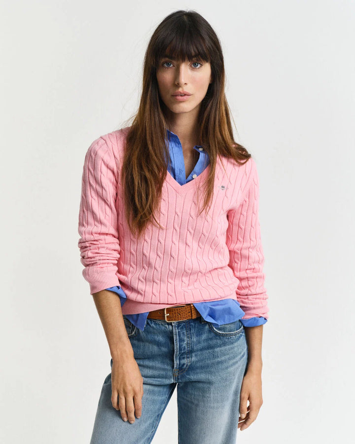 GANT Stretch Cotton Cable V-Neck/Pulover 4800101