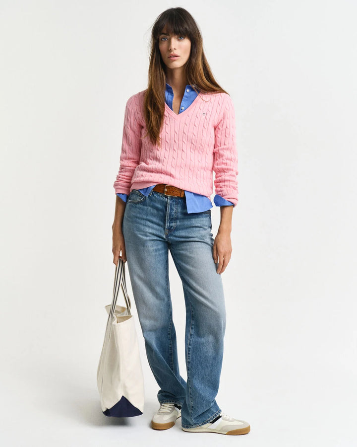 GANT Stretch Cotton Cable V-Neck/Pulover 4800101