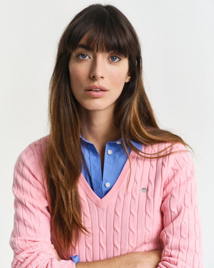 GANT Stretch Cotton Cable V-Neck/Pulover 4800101