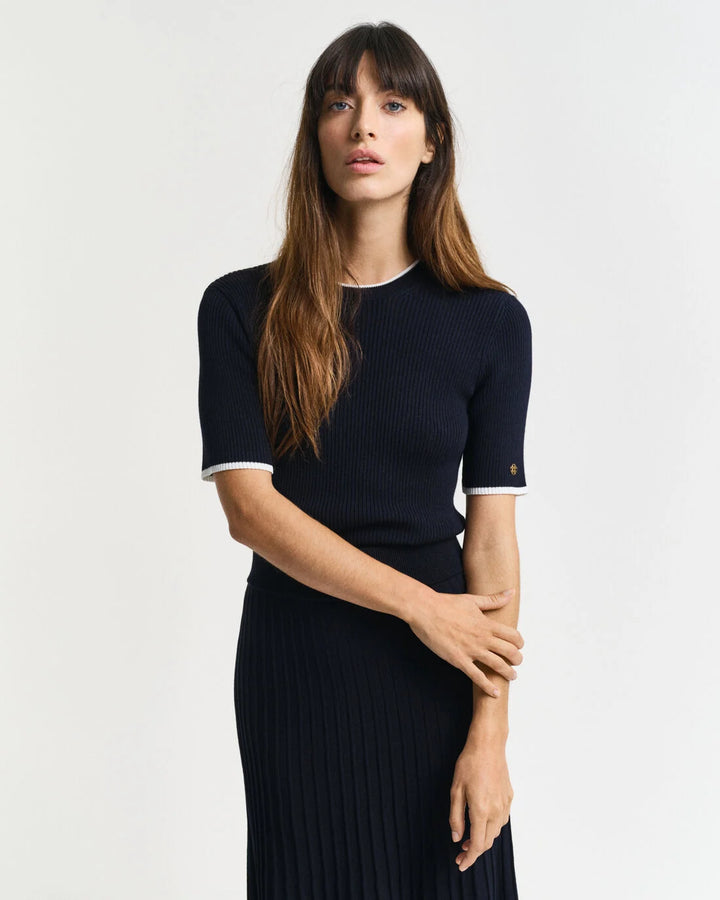 GANT Contrast Ribbed Ss C-Neck/Pulover 4805332