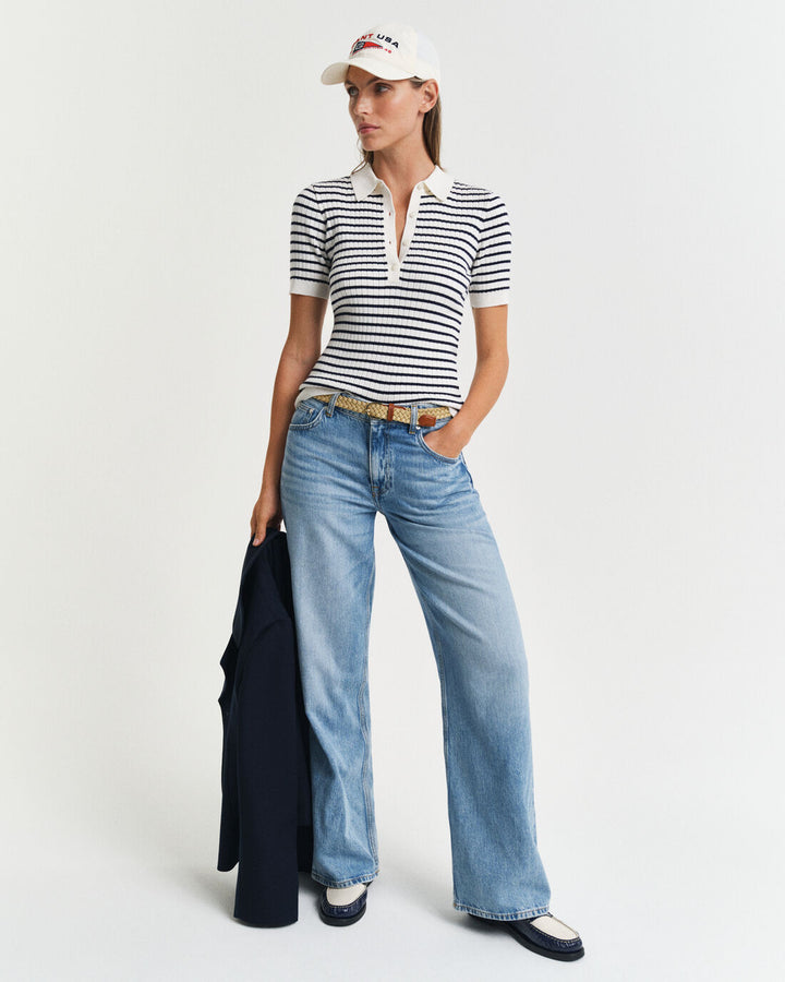 GANT Rib Knit Striped Ss Rugger/Pulover 4805331