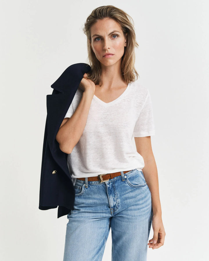 GANT Reg Linen V-Neck Ss T-Shirt/Majica 4200596