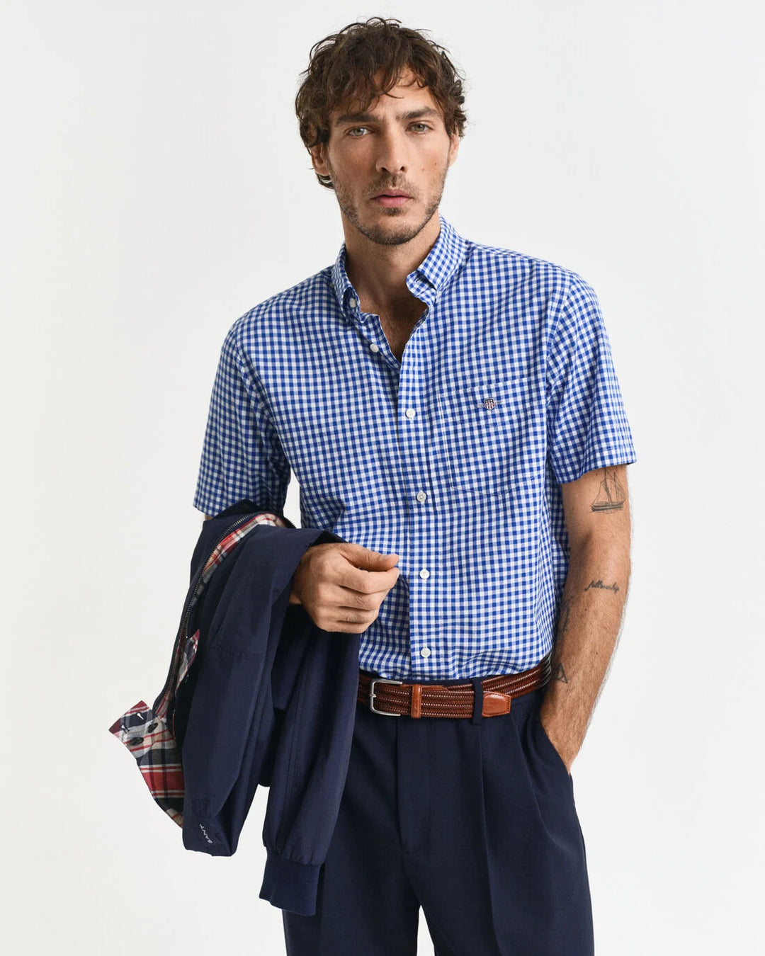 GANT Reg Poplin Gingham Ss Shirt/Košulja 3000121