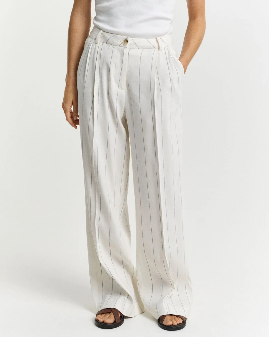 GANT Tailored Pleated Linen Blend Pants/Hlače 4150357