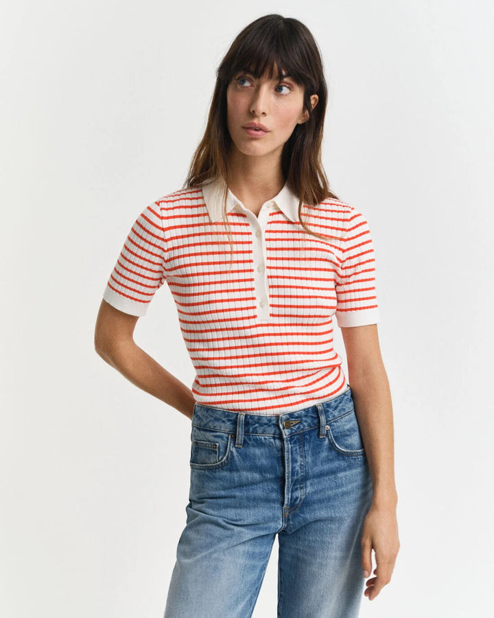 GANT Rib Knit Striped Ss Rugger/Pulover 4805331