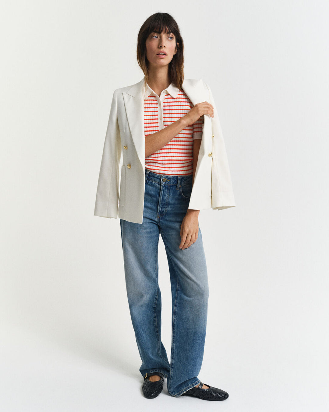 GANT Rib Knit Striped Ss Rugger/Pulover 4805331