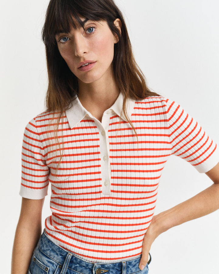 GANT Rib Knit Striped Ss Rugger/Pulover 4805331