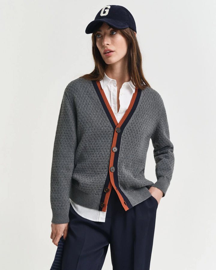 GANT Cotton Contrast Textured Cardigan/Pulover 4805343