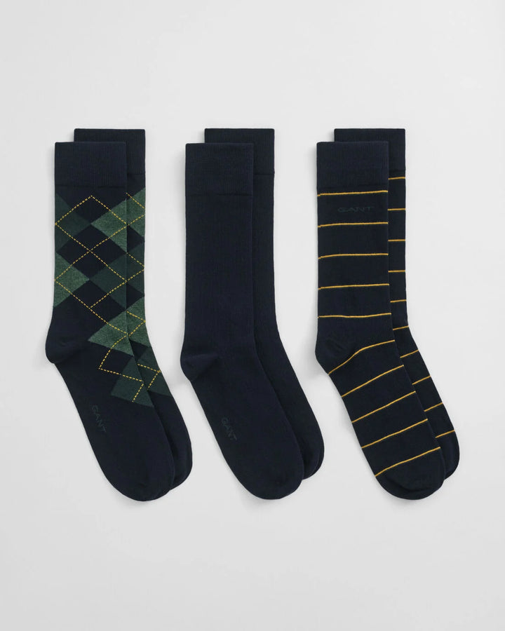 GANT Argyle And Stripe 3-Pack/Čarape 9960334