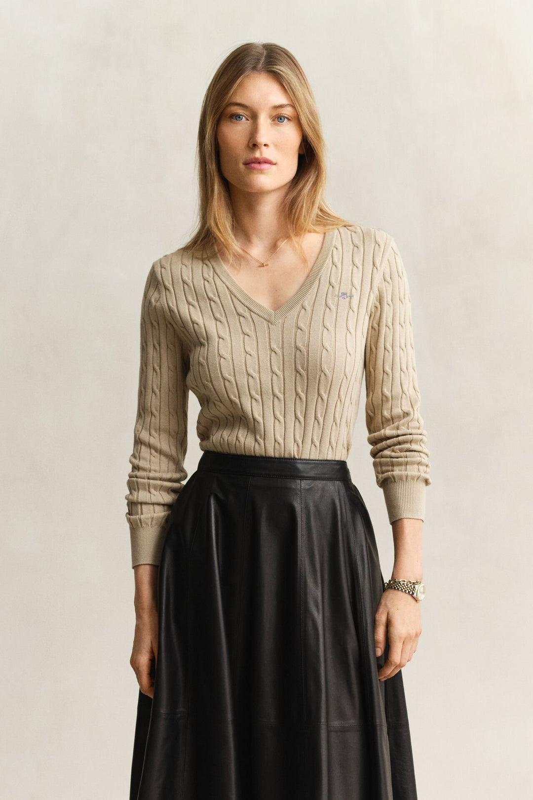 GANT Cable Knit V-Neck Sweater/Pulover 4800101