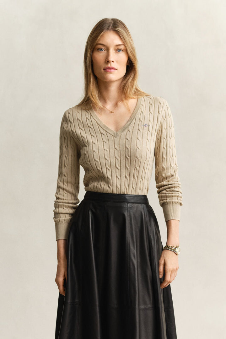 GANT Cable Knit V-Neck Sweater/Pulover 4800101