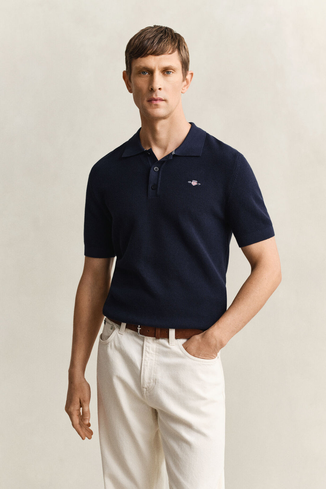 GANT Textured Cotton Polo Sweater/Pulover 8030294