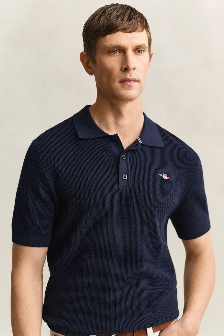 GANT Textured Cotton Polo Sweater/Pulover 8030294