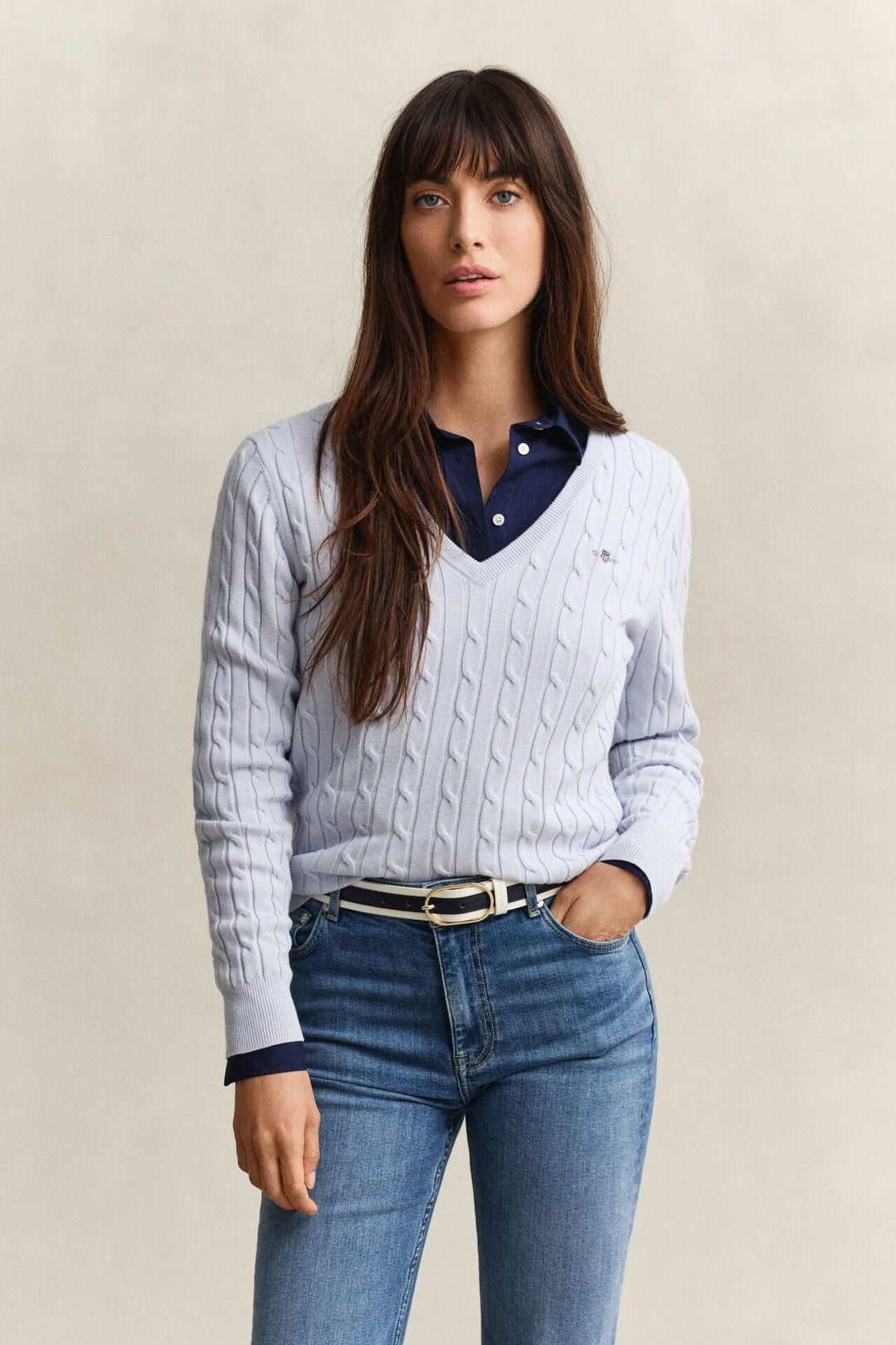 GANT Cable Knit V-Neck Sweater/Pulover 4800101