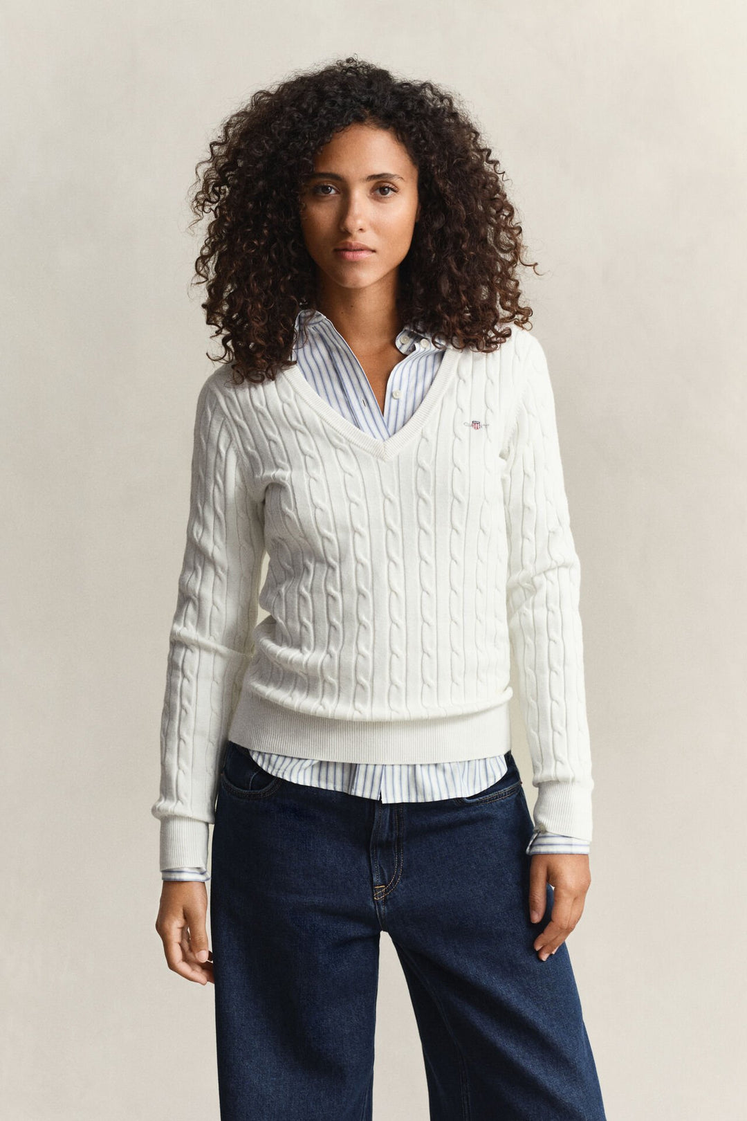 GANT Cable Knit V-Neck Sweater/Pulover 4800101
