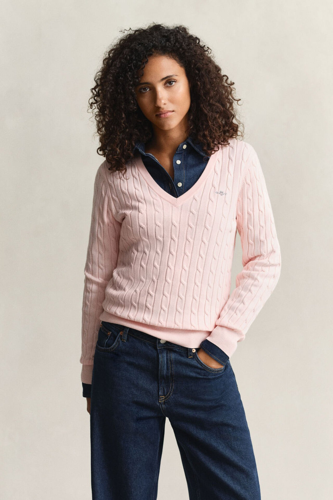 GANT Cable Knit V-Neck Sweater/Pulover 4800101