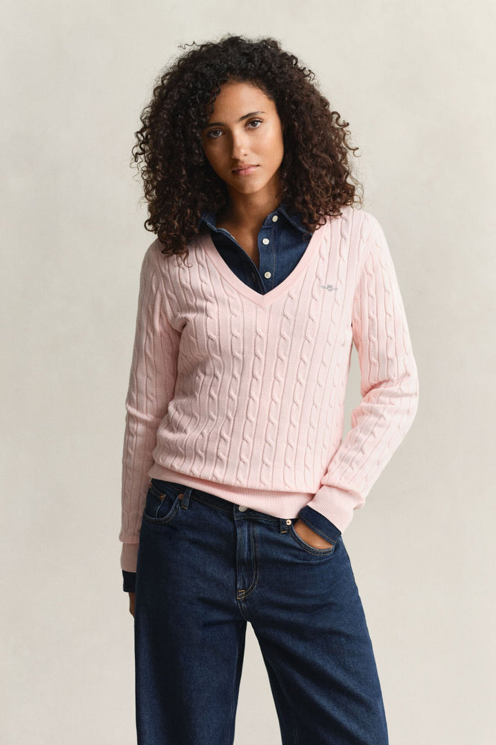 GANT Cable Knit V-Neck Sweater/Pulover 4800101