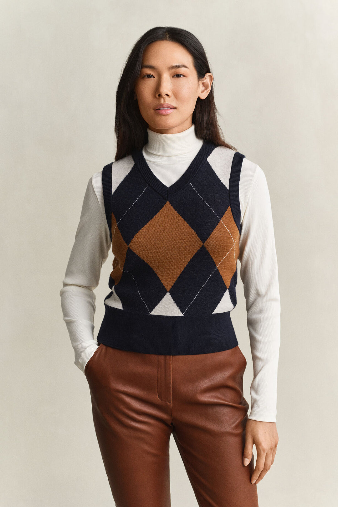 GANT Knitted Wool Argyle Vest/Pulover 4802307