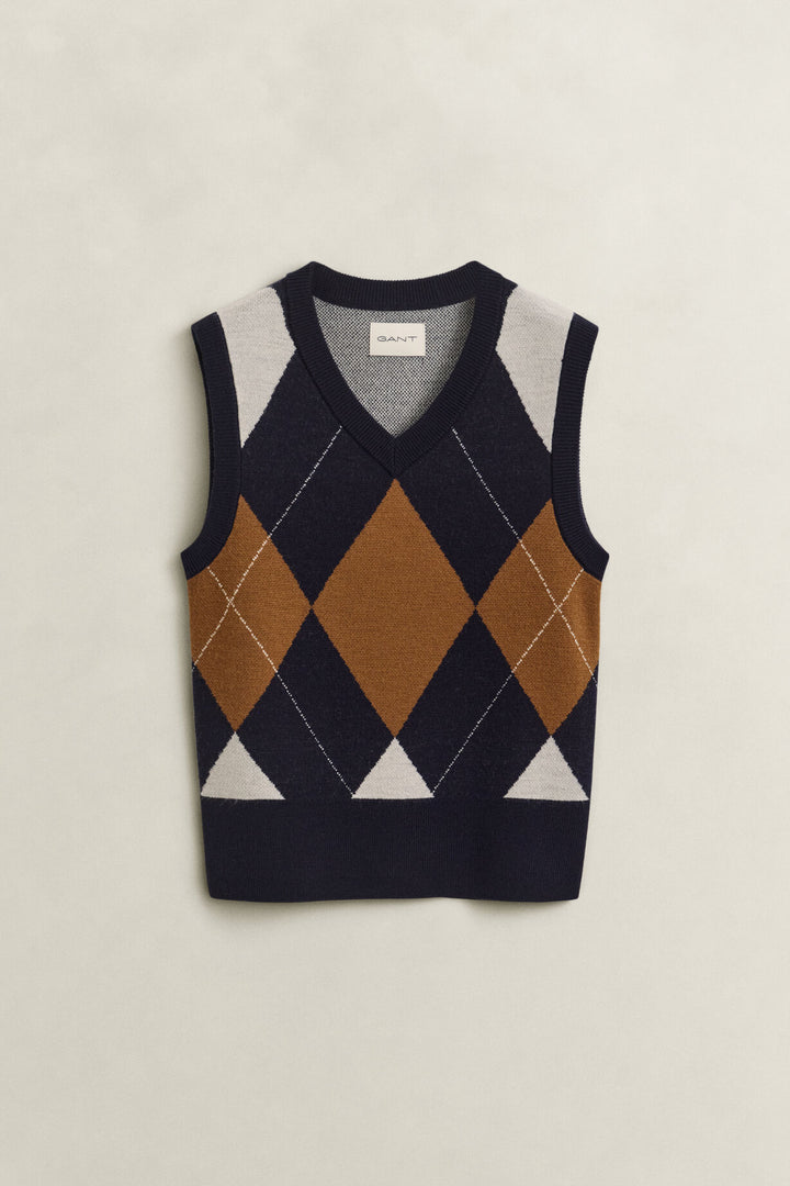 GANT Knitted Wool Argyle Vest/Pulover 4802307