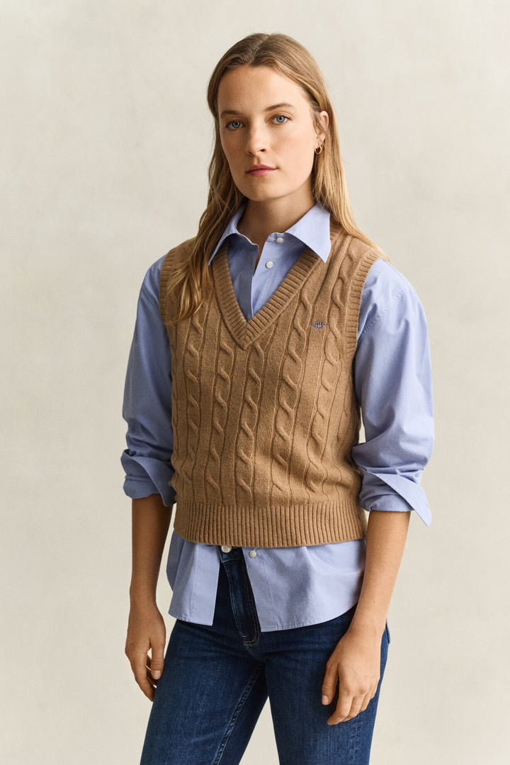 GANT Lambswool Cable Knit Vest/Pulover 4802303