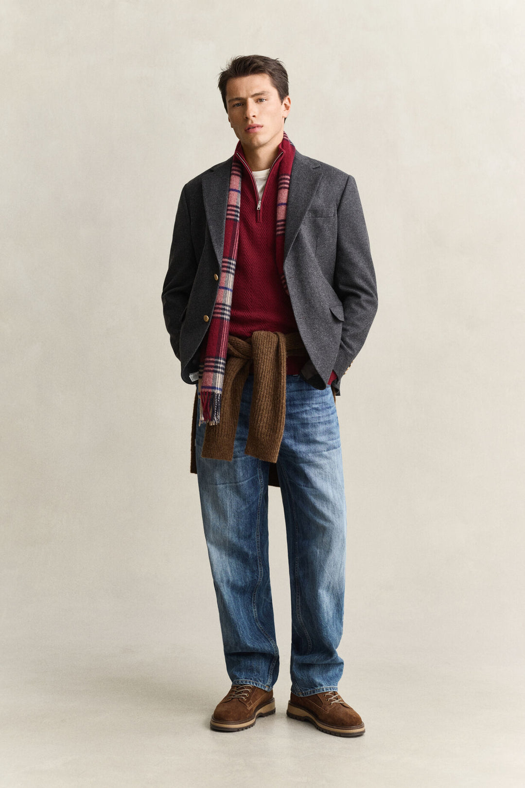 GANT Herringbone Half-Zip Sweater/Pulover 8050333