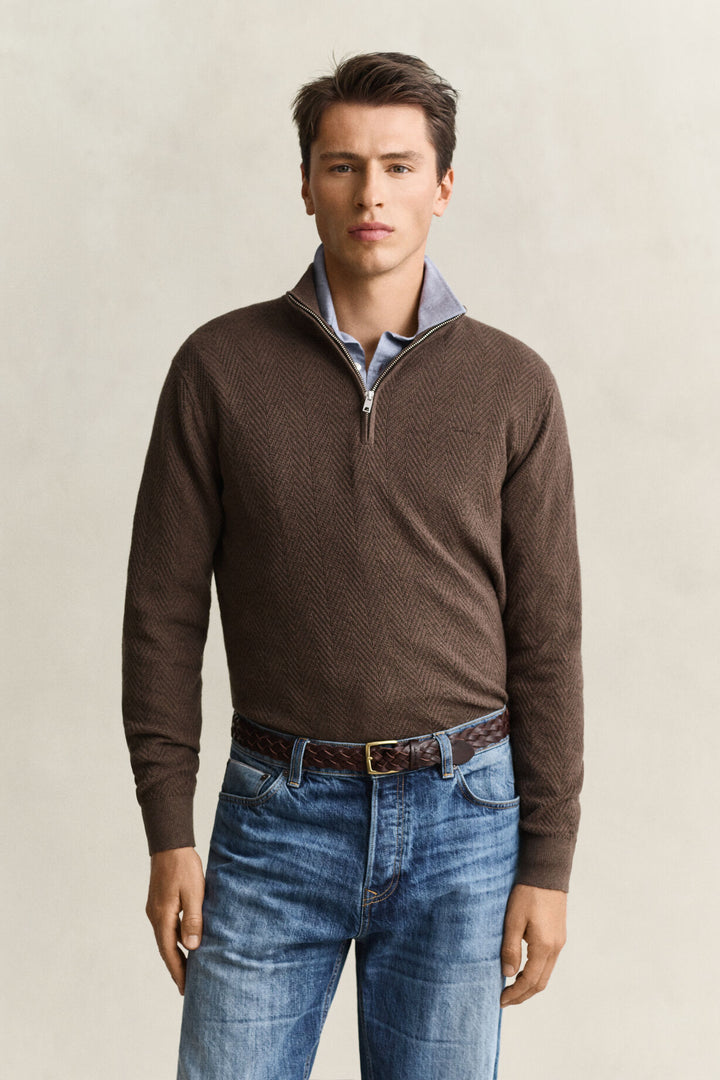 GANT Herringbone Half-Zip Sweater/Pulover 8050333