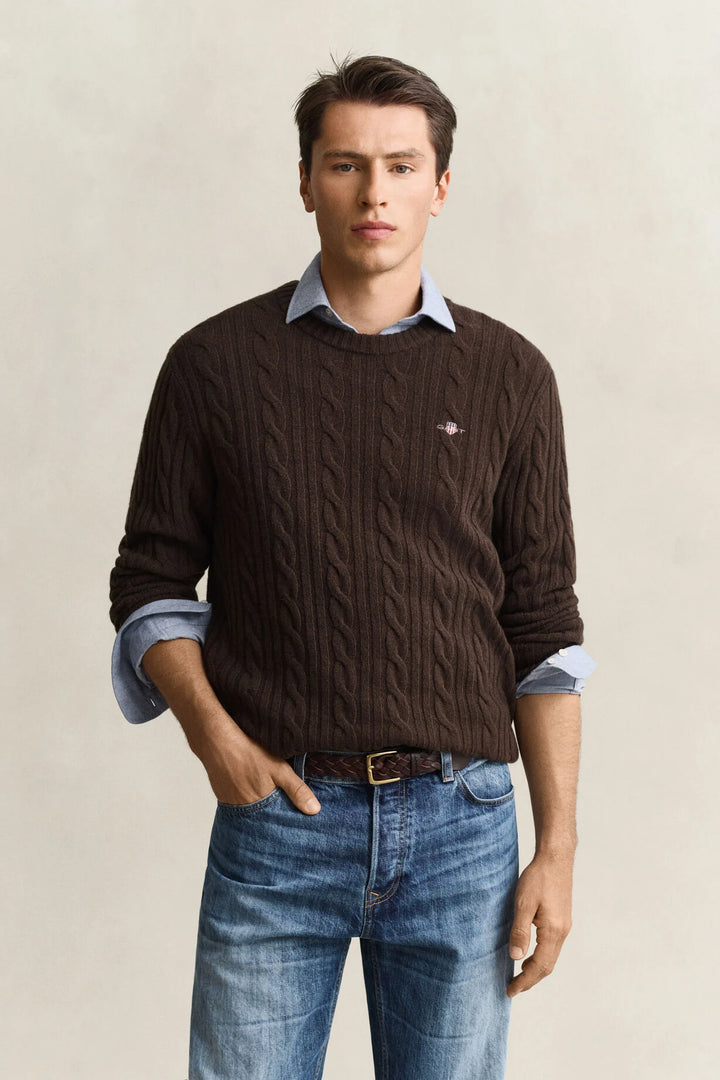 GANT Lambswool Cable Knit Crew Neck Sweater/Pulover 8050324