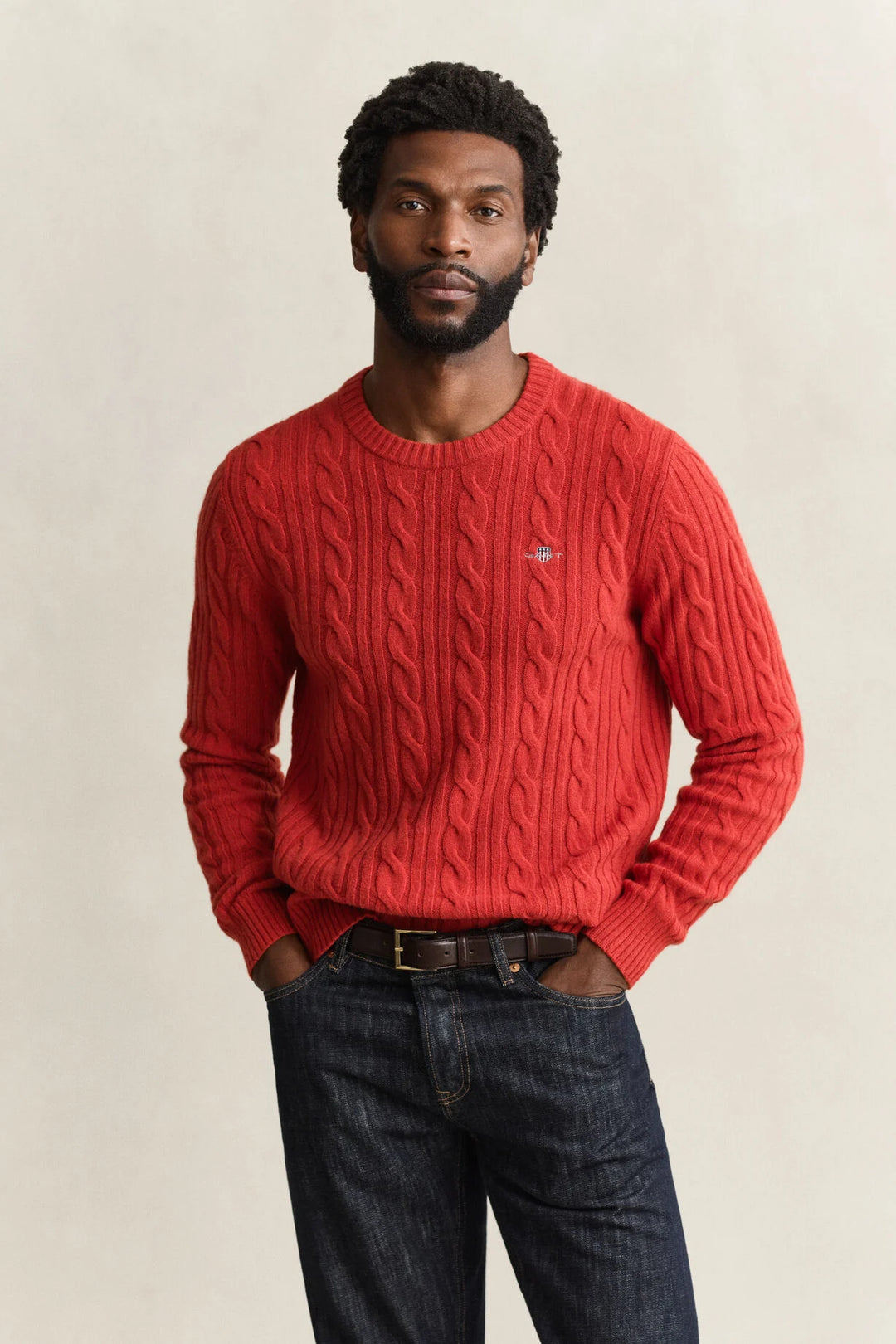 GANT Lambswool Cable Knit Crew Neck Sweater/Pulover 8050324
