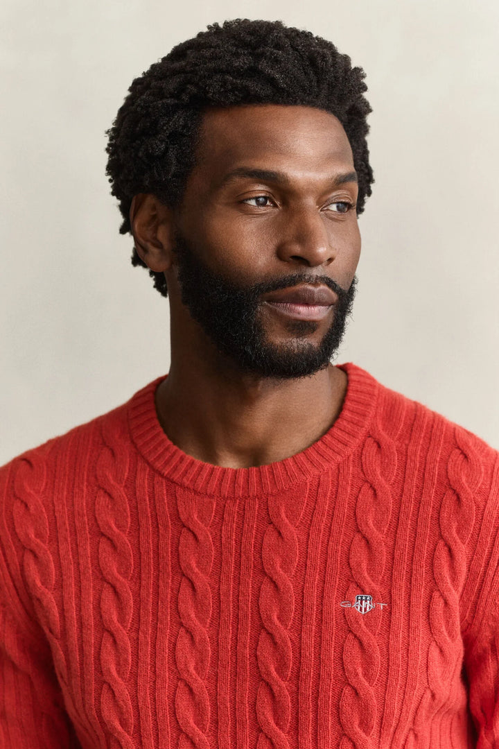 GANT Lambswool Cable Knit Crew Neck Sweater/Pulover 8050324
