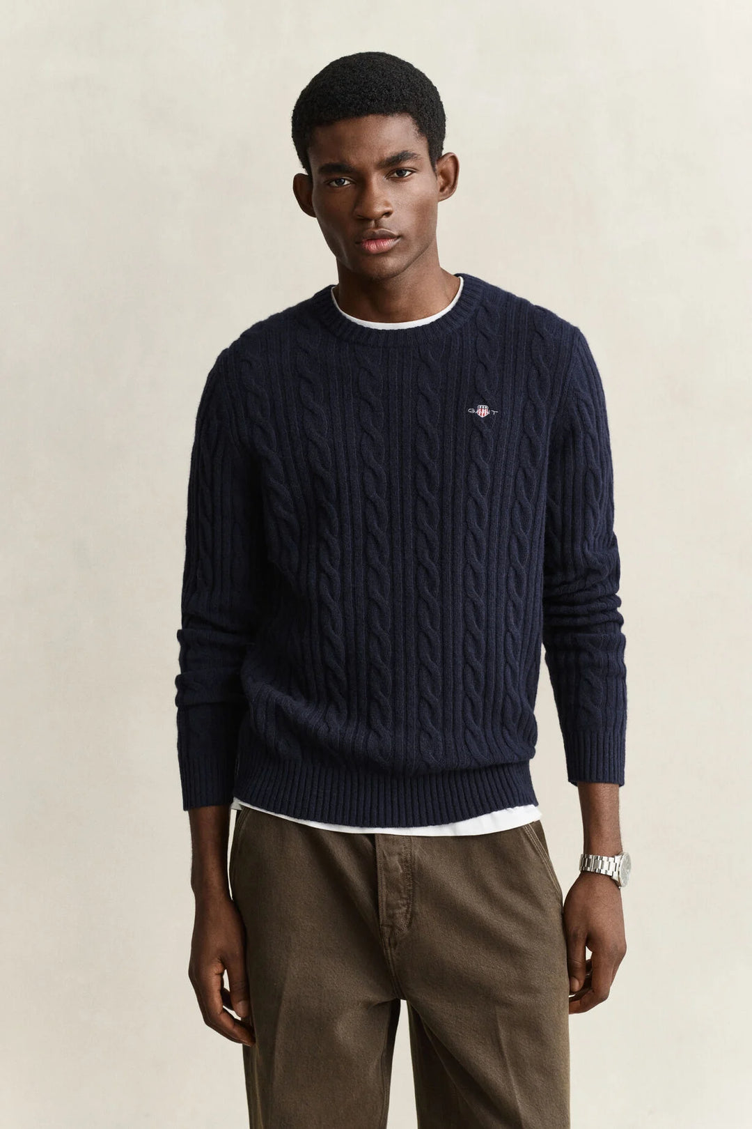 GANT Lambswool Cable Knit Crew Neck Sweater/Pulover 8050324