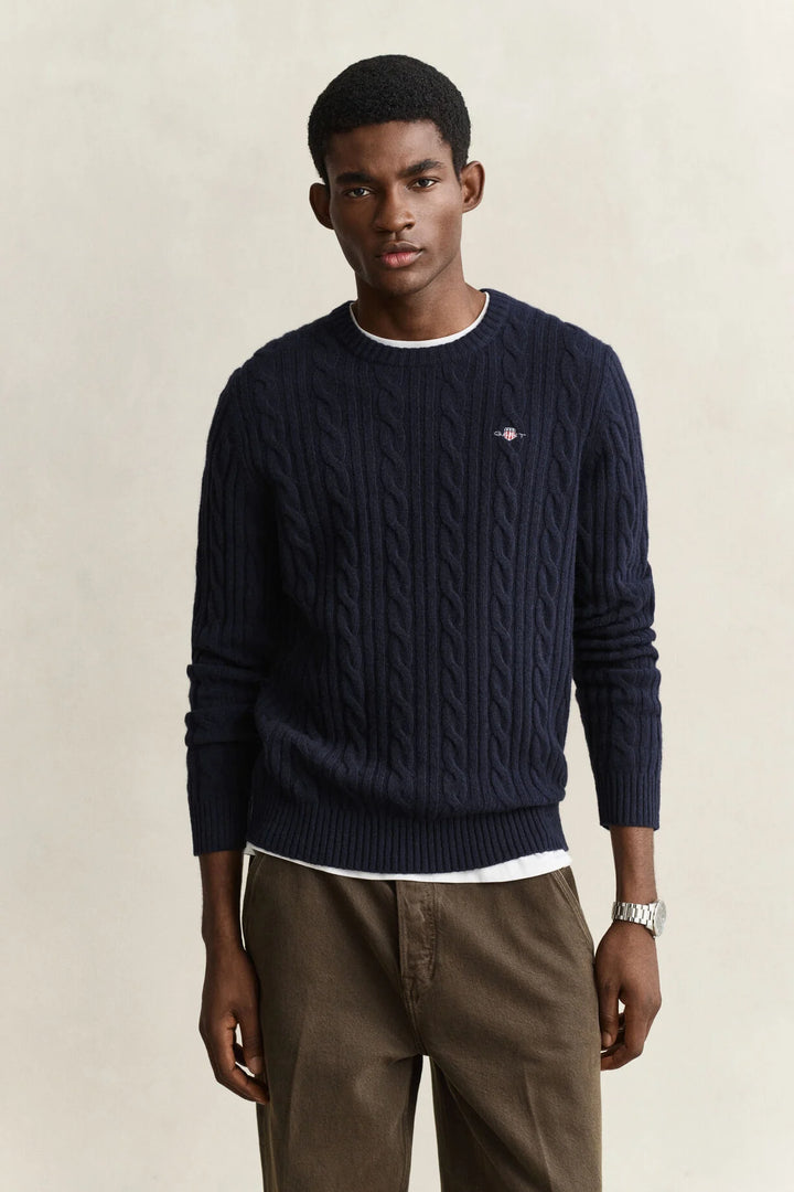GANT Lambswool Cable Knit Crew Neck Sweater/Pulover 8050324