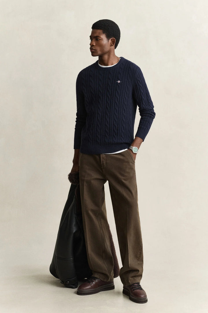 GANT Lambswool Cable Knit Crew Neck Sweater/Pulover 8050324