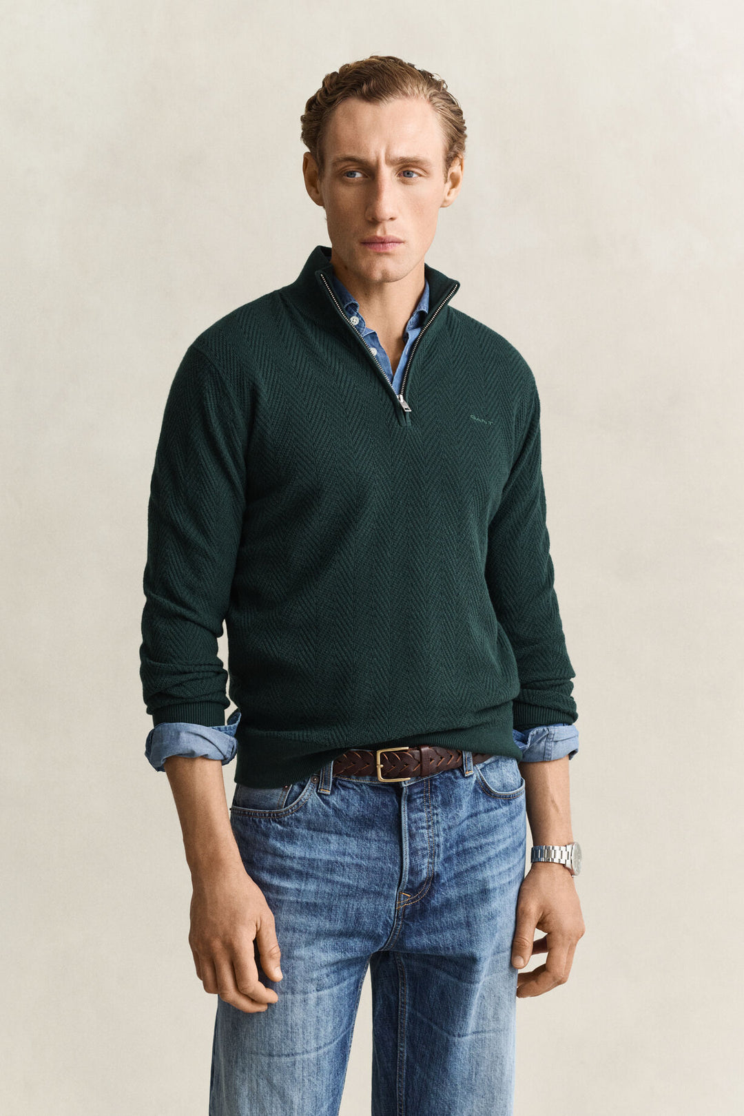 GANT Herringbone Half-Zip Sweater/Pulover 8050333