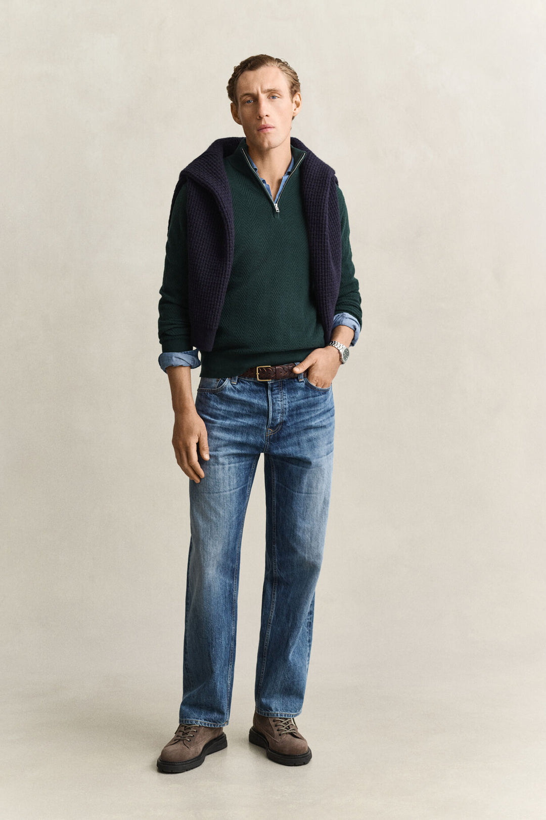 GANT Herringbone Half-Zip Sweater/Pulover 8050333