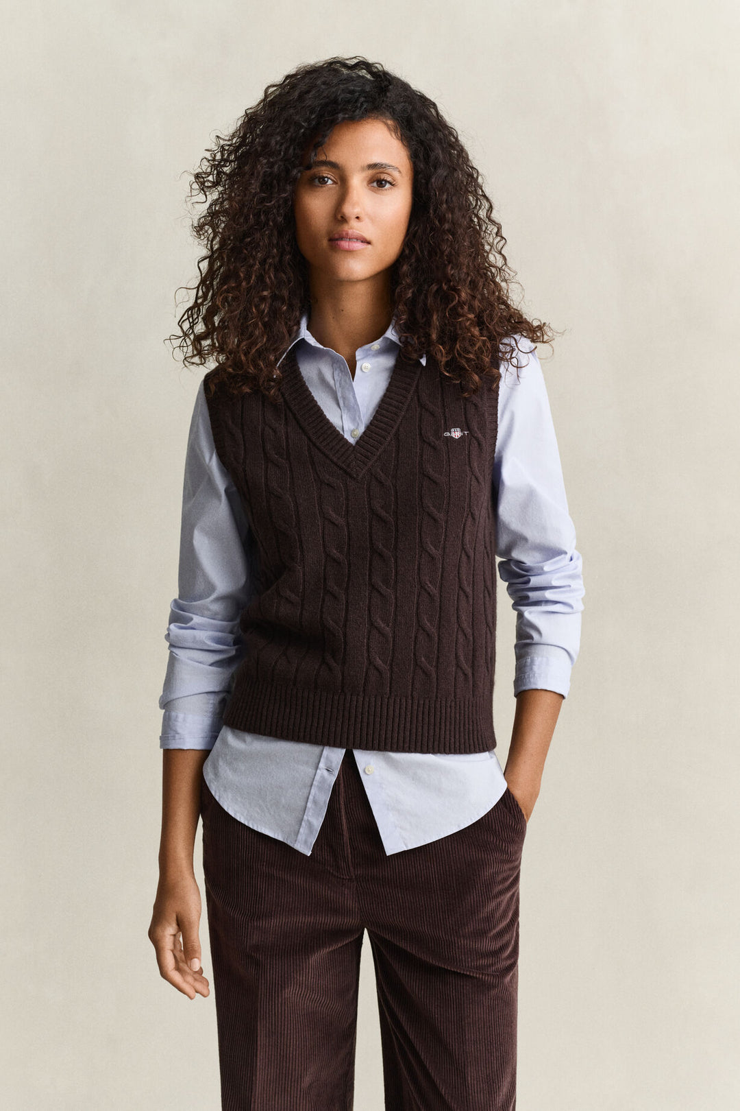 GANT Lambswool Cable Knit Vest/Pulover 4802303