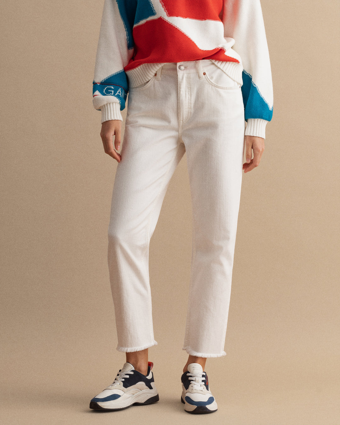 GANT Straight Cropped Ecru/Hlače 4100125