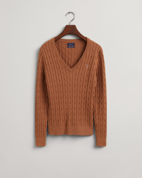 GANT Stretch Cotton Cable V-Neck Sweater/Pulover 480022