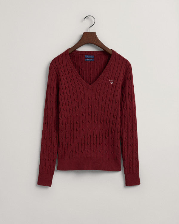 GANT Stretch Cotton Cable V-Neck Sweater/Pulover 480022