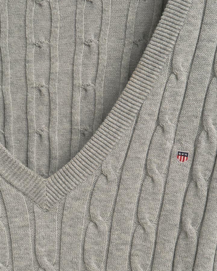 GANT Stretch Cotton Cable V-Neck Sweater/Pulover 480022
