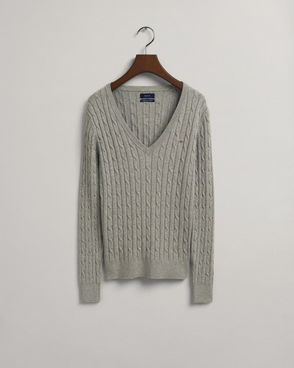GANT Stretch Cotton Cable V-Neck Sweater/Pulover 480022
