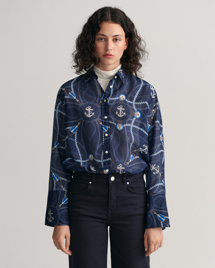 GANT Relaxed Fit Sailing Print Cotton Silk Blouse/Košulja 4300154