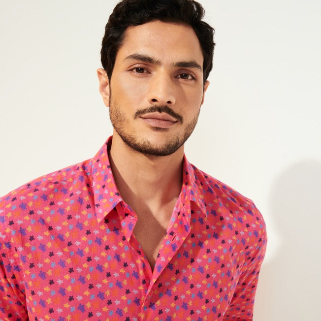 Vilebrequin Cotton Voile Summer Shirt Micro Ronde Des Tortues/Košulja CCAC2V01