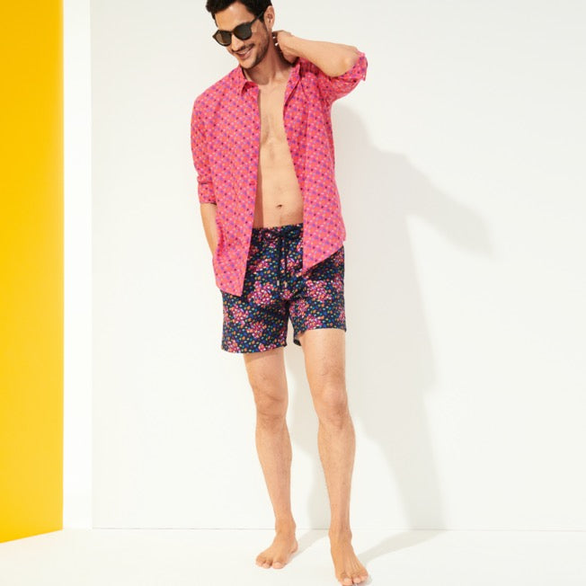 Vilebrequin Cotton Voile Summer Shirt Micro Ronde Des Tortues/Košulja CCAC2V01
