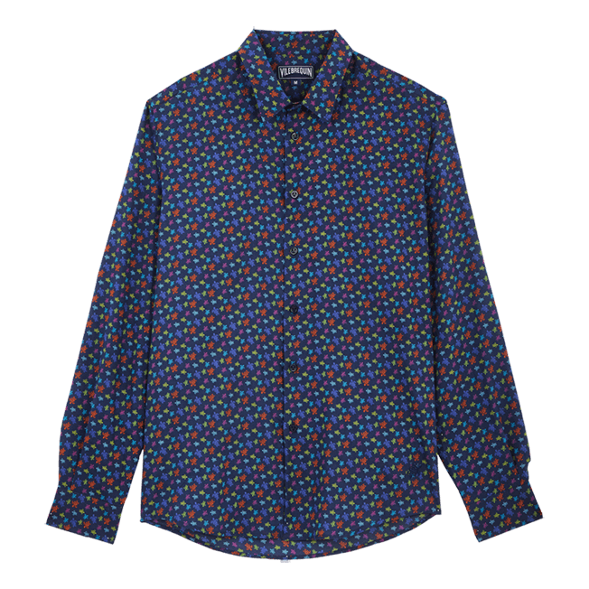 Vilebrequin Cotton Voile Summer Shirt Micro Ronde Des Tortues/Košulja CCAC2V01