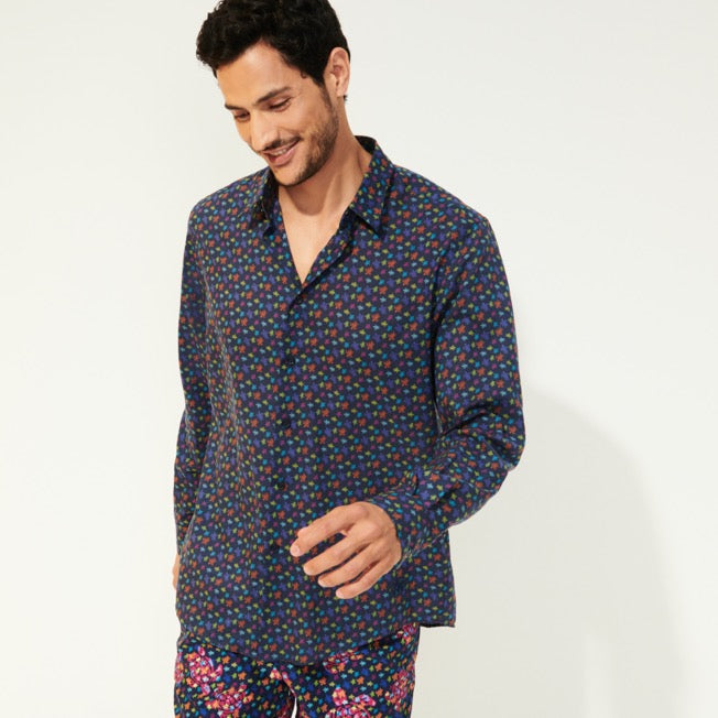 Vilebrequin Cotton Voile Summer Shirt Micro Ronde Des Tortues/Košulja CCAC2V01